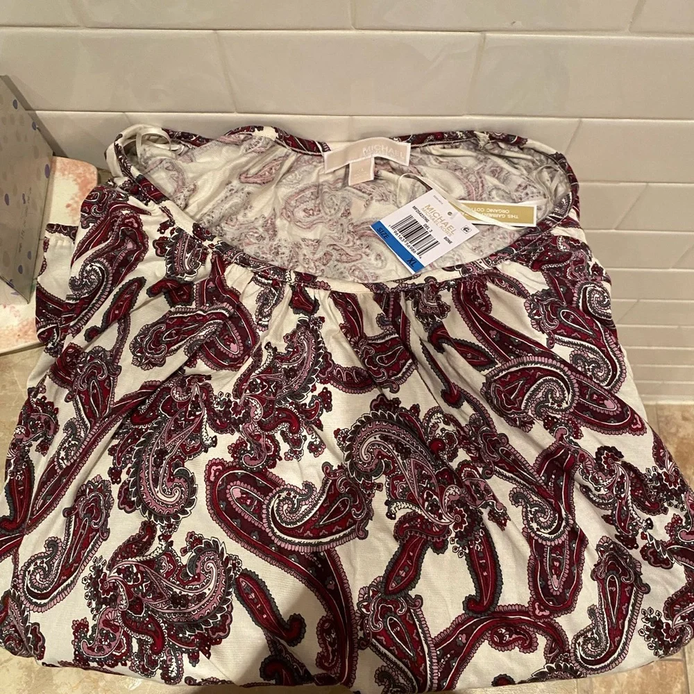 Michael Kors Women’s Paisley Blouse - Cream & Burgundy